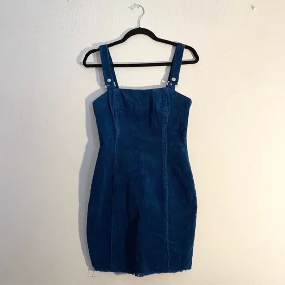 Elegant Blue Corduroy Dress - Picture 1 of 2